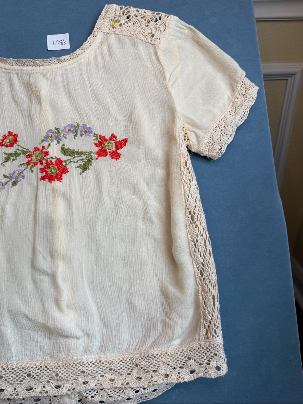 Free People Ivory Gauze Top with Delicate Knit - Picture 3 of 10
